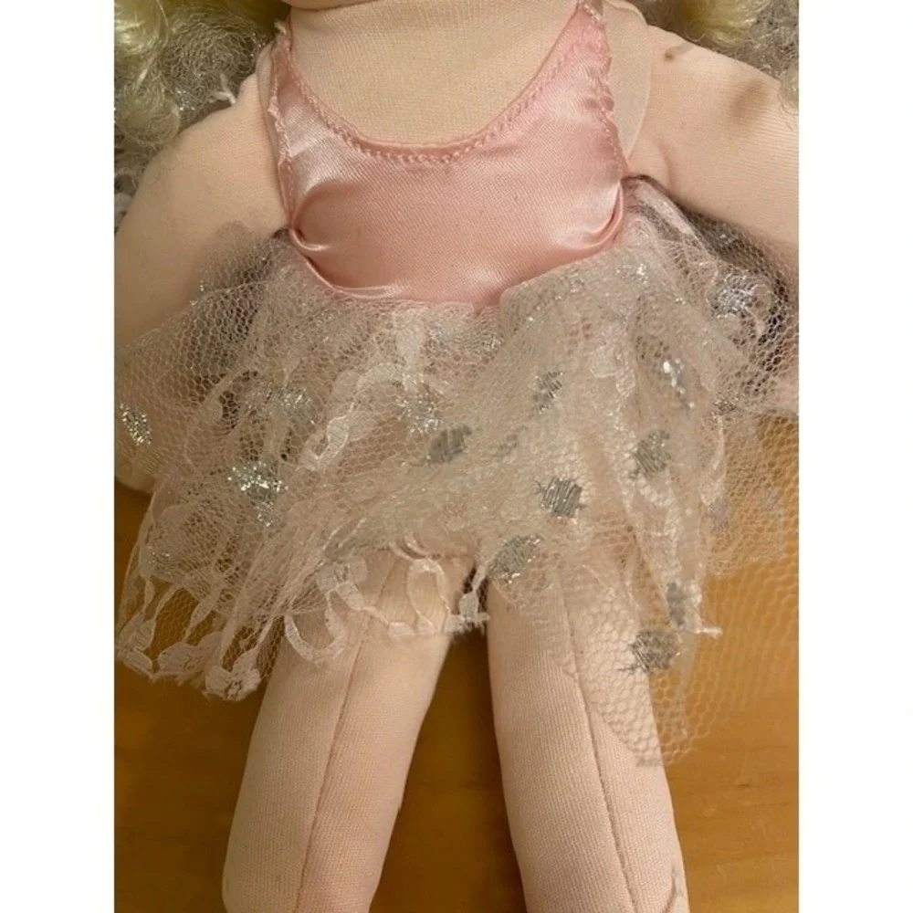 Vintage 1989 Commonwealth Ballerina Plush Doll Blonde Curly Hair Pink Tutu 15